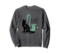 Retro Musical Cat Saxophone Midcentury Modern Mid Century Sweatshirt