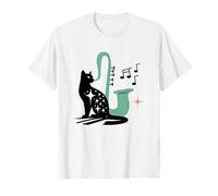 Retro Musical Cat Saxophone Midcentury Modern Mid Century T-Shirt