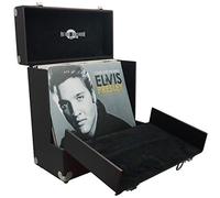 Retro Musique 12" boîte de rangement Vinyl Record LP avec volet frontal unique pour un meilleur accès à votre LPS-Turquoise (noir) (Black)