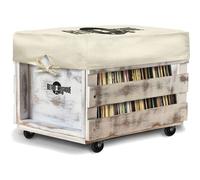 Retro Musique KXRM30 Whitewash Wood bac à vinyles 12 pouces avec roulettes
