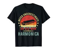Rétro Ne Sous-Estime Jamais Vieil Homme Avec Un Harmonica Moi T-Shirt