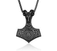 Rétro nordique style Viking duc mouton tête d’odin marteau de Thor titane acier collier triangle noeud luen boussole pendentif