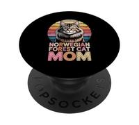 Retro Norwegian Forest Cat Mom Wegies PopSockets PopGrip Adhésif