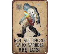 Retro Not All Those Who Wander Are Lost Metal Plaque Tin Decor for Mountain Lodge Lake House Wall Decor 8 X 12 inch