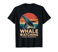 Rétro Observation des Baleines Vintage Coucher de Soleil Breaching Baleine T-Shirt