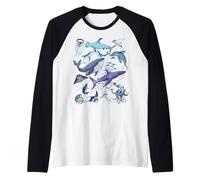 Retro Ocean Wildlife - Shark, Fish & Octopus Vibes Manche Raglan