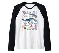 Retro Ocean Wildlife - Shark, Fish & Octopus Vibes Manche Raglan