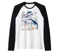 Retro Ocean Wildlife - Shark, Fish & Octopus Vibes Manche Raglan