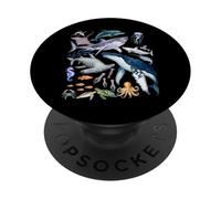 Retro Ocean Wildlife - Shark, Fish & Octopus Vibes PopSockets PopGrip Adhésif