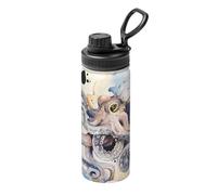 Retro Octopus Bouilloire de sport isotherme à double paroi pour boissons chaudes et froides 532 ml Parfait pour les voyages, le camping