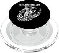 Retro on Board with The Lord Fun Skater Jesus Skateboard PopSockets PopGrip pour MagSafe