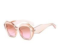Retro Oversized Irregular Polygon Women Sunglasses Fashion Jelly Color Eyewear Shades UV400 Men Gradient Sun Glasses(Champagne Tea Pink)