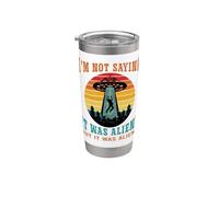 Rétro OVNI Alien ne dit pas Aliens Extraterrestre Rétro Gobelet isotherme en acier inoxydable double paroi