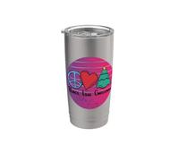 Rétro Paix Amour Noël, Paix Joyeux Noël Vert Gobelet isotherme en acier inoxydable double paroi