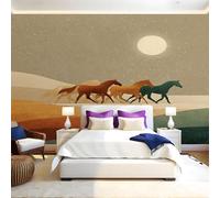 RéTro Papier Peint Panoramique Cheval du désert animal 3D Trompe L'oeil Moderne Papier Peint 250 x 175 cm Grandes Murales Poster pour Salon, Adulte Chambre d'enfants, Étude Décor