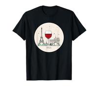 Rétro Paris Skyline and Wine T-Shirt