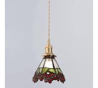 Rétro Pastorale E27 Suspension En Laiton Vitrail Abat-Jour Personnalité Nordique - Petite Lampe De Chevet Bar Plafond,Luxe