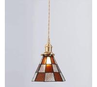 Rétro Pastorale E27 Suspension En Laiton Vitrail Abat-Jour Personnalité Nordique - Petite Lampe De Chevet Bar Plafond,Luxe