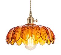 GUANSHAN Rétro Pastorale Verre Fleur Pendentif Lumière Abat-Jour En Verre Plafonnier Lustre Plafonnier Lampe De Chevet Décoration Suspension Lumière pour Chambre, Café, Salle À Manger, Salon