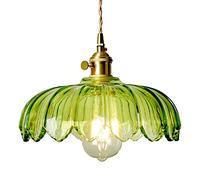 Rétro Pastorale Verre Fleur Pendentif Lumière Abat-Jour En Verre Plafonnier Lustre Plafonnier Lampe De Chevet Décoration Suspension Lumière pour Chambre, Café, Salle À Manger, Salon