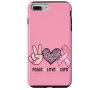 Retro Peace Love Cure Léopard Cœur Cancer du Sein Soutien Coque pour iPhone 7 Plus/8 Plus