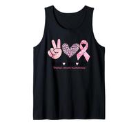 Retro Peace Love Cure Léopard Cœur Cancer du Sein Soutien Débardeur