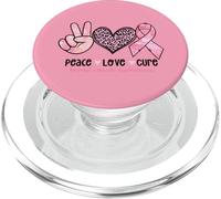 Retro Peace Love Cure Léopard Cœur Cancer du Sein Soutien PopSockets PopGrip pour MagSafe