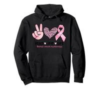 Retro Peace Love Cure Léopard Cœur Cancer du Sein Soutien Sweat à Capuche