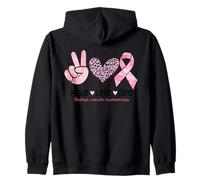 Retro Peace Love Cure Léopard Cœur Cancer du Sein Soutien Sweat à Capuche