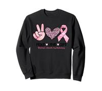 Retro Peace Love Cure Léopard Cœur Cancer du Sein Soutien Sweatshirt