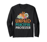 Retro Peace Sign Flowers Groovy Unpaid Peaceful Protester Manche Longue