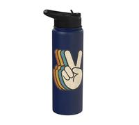 Retro Peace Sign V Fingers Vintage 60s 70s 80s Cool Graphic Stainless Steel Insulated Water Bottle