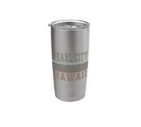 Retro Pearl City Hawaï Gobelet isotherme en acier inoxydable double paroi