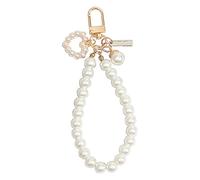Retro-Pearl Porte-clés en forme de cœur avec chaîne de téléphone et pendentif en forme de cœur pour femme, un