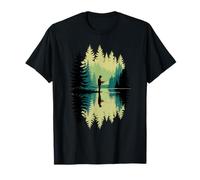 Rétro Pêcheur Silhouette Poisson Pêche Pêcheur T-Shirt