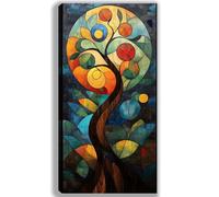 Rétro Peinture par Numero Adulte Arbre Peinture Numero Adulte et Enfant,DIY Paint by Numbers avec 90x150cm Toile + Acryliques + Pinceaux + Images de Référence,Decoration Chambre,Cadeau Femme,-fu546u