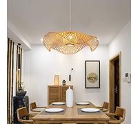 Rétro Pendentif Lumière Créative Vintage Bambou Rotin Lustre Tissé À La Main Lampe Suspendue Hauteur Réglable E27 Suspension Restaurant Salon Chambre Éclairage Intérieur Décoration Plafonnier,85cm