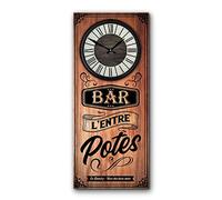 Rétro Pendule rectangulaire Bar l'entre Potes 70 cm