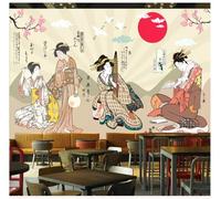 Rétro Personnages Fleurs Oiseaux Lever Du Soleil Papier Peint 3D Installation Facile Intissé Tapisserie Bureau Salon Canapé Chambre Décoration Murale-250cm×170cm