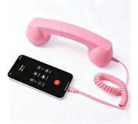 Retro Phone Handset for Cell Phone, Type-C & 3.5mm, 9in (Pale Pink,3.5mm + Type-C)