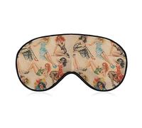 Rétro pin-up affiche filles masque pour les yeux pour dormir nuit occultante bandeau avec sangle réglable pour hommes femmes voyage Yoga sieste
