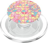 Retro Pink and Yellow Geometric Floral Pattern Girly Pastel PopSockets PopGrip pour MagSafe