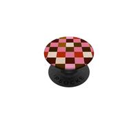 Retro Pink Brown Checkered Vintage Aesthetic Checkerboard PopSockets PopGrip Adhésif