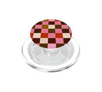 Retro Pink Brown Checkered Vintage Aesthetic Checkerboard PopSockets PopGrip pour MagSafe