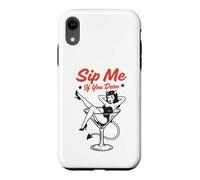 Retro Pinup Devil Martini Sip Me If You Dare Cocktail Coque pour iPhone XR