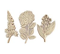 Retro Plant Stamps - Wooden Floral Stamping Set, 3pcs Clear Pattern Craft Seals, Paper Artwork Stencil | Vintage Botanical Stamp Set for Card Making Scrapbooking DIY Creative Decoration