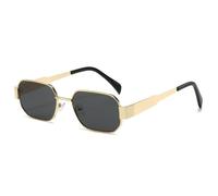 Retro Polygon Square Metal Frame Women Sunglasses Fashion Clear Candy Color Lens Shades UV400 Men Punk Sun Glasses(Golden Grey)