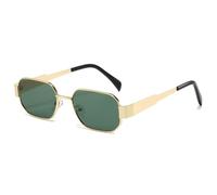 Retro Polygon Square Metal Frame Women Sunglasses Fashion Clear Candy Color Lens Shades UV400 Men Punk Sun Glasses(Golden Dark Green)
