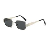 Retro Polygon Square Metal Frame Women Sunglasses Fashion Clear Candy Color Lens Shades UV400 Men Punk Sun Glasses(Silver Gray)