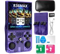 Retro Portable Game Console R36-Max, Système Linux Open Source, 30 Émulateurs 2W Jeux 4000mAh Batterie, Console D'émulateur Portable À Écran IPS 3,5 Pouces-Translucent Purple||128GB